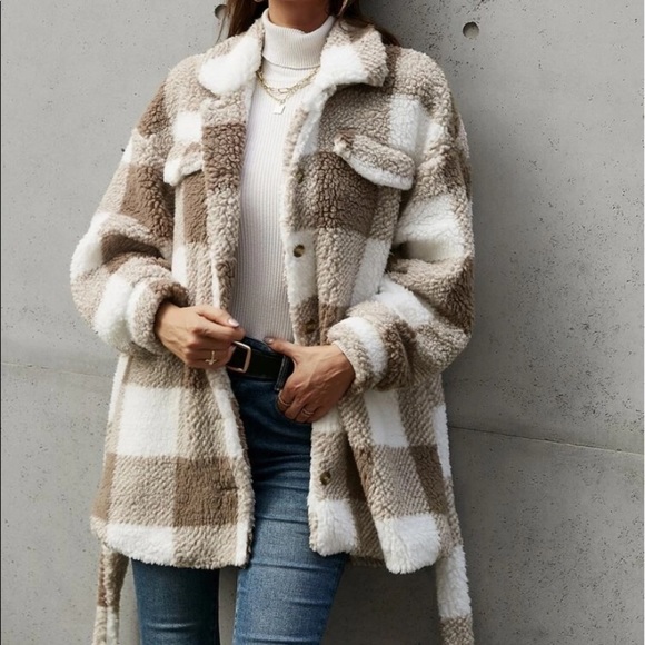 Delilah Wear Jackets & Blazers - Teddy fleece jacket belted